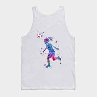 Soccer Player Little Girl Heading the Ball Tank Top